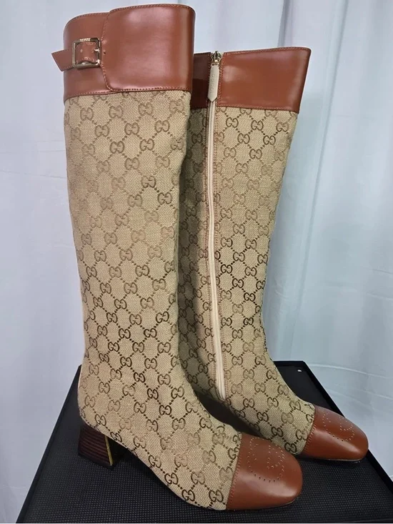 Gucci Ellis GG-Monogram Canvas Knee-High Boots - Picture 4 of 14